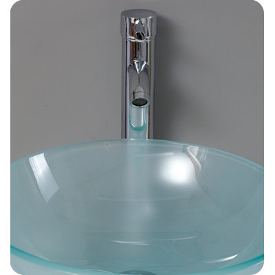 Fresca Cristallino Modern Glass Bathroom Vanity with Frosted Vessel Sink