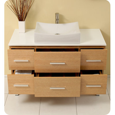 Fresca Distante Modern Bathroom Vanity with Mirror & Side Cabinet
