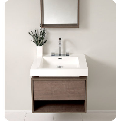 Fresca Fresca Potenza Gray Oak Modern Bathroom Vanity with Mirror and Pop Open Drawer