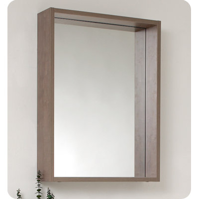 Fresca Fresca Potenza Gray Oak Modern Bathroom Vanity with Mirror and Pop Open Drawer