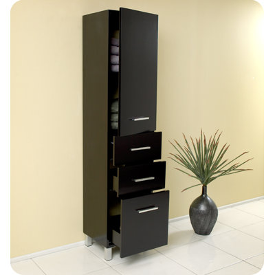 Fresca Espresso Bathroom Linen Cabinet with 3 Pull Out Drawers