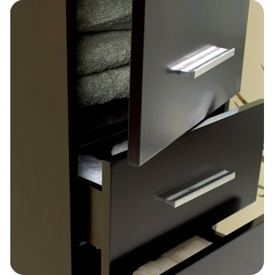 Fresca Espresso Bathroom Linen Cabinet with 3 Pull Out Drawers