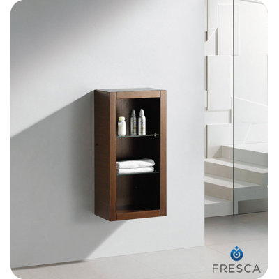 Fresca Bathroom Linen Side Cabinet with 2 Glass Shelves