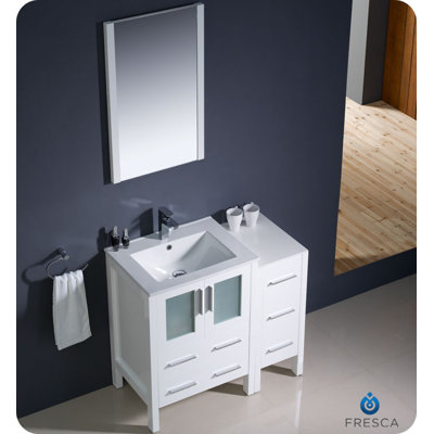 Fresca Torino 36" Modern Bathroom Vanity with Side Cabinet and Undermount Sink