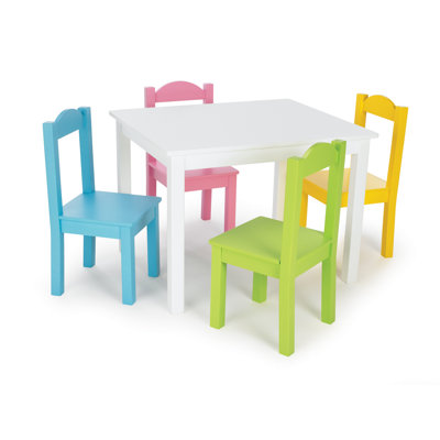 Tot Tutors Kids 5 Piece Wood Table and Chair Set