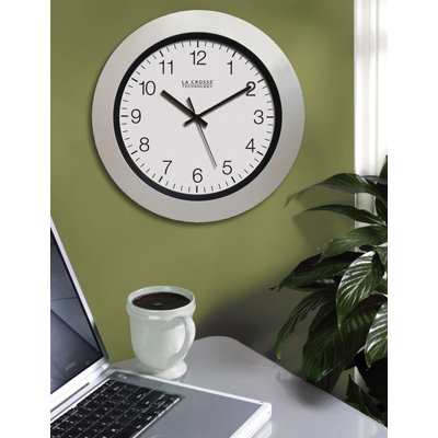 La Crosse Technology 14" Atomic Wall Clock in White Pearl
