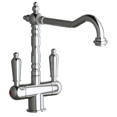 Elkay Victoria Double Handle Single Hole ADA Compliant Kitchen Faucet with Soap Dispenser and Optional Butler Cleaner