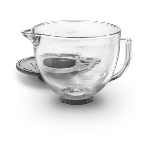 KitchenAid 5 Qt. Glass Bowl with Measurement Markings, Pour Spout & Lid