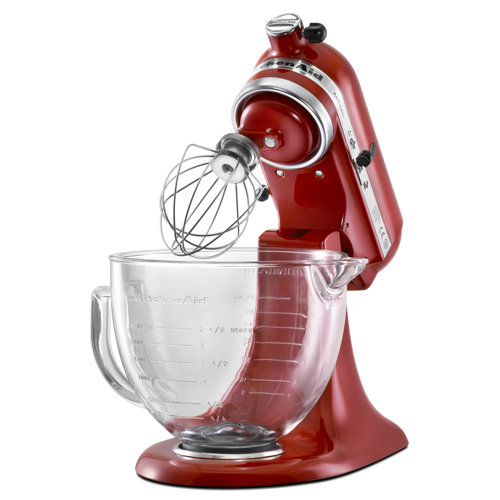 KitchenAid 5 Qt. Glass Bowl with Measurement Markings, Pour Spout & Lid