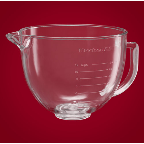 KitchenAid 5 Qt. Glass Bowl with Measurement Markings, Pour Spout & Lid