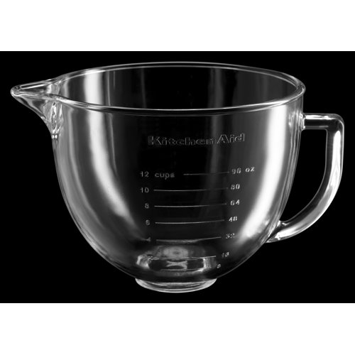 KitchenAid 5 Qt. Glass Bowl with Measurement Markings, Pour Spout & Lid