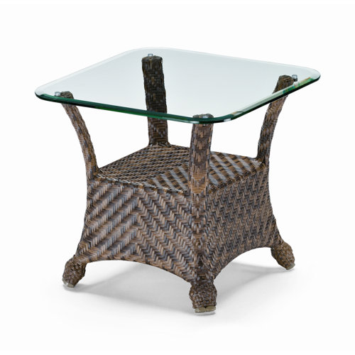 Square Glass Top Wicker End Table Wayfair