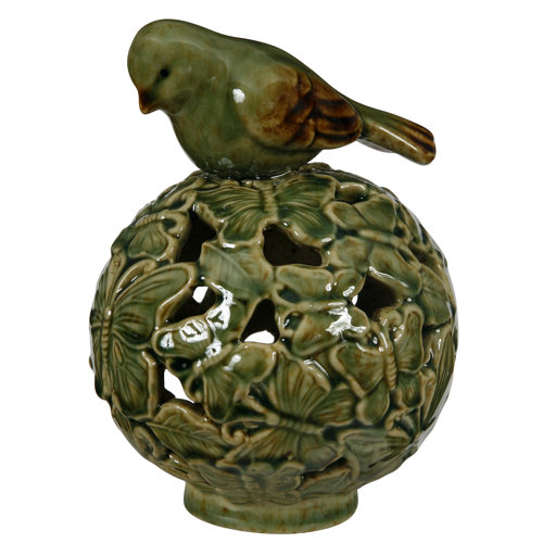Winward Designs Decorative Ceramic Bird On Ball Finial Figurine