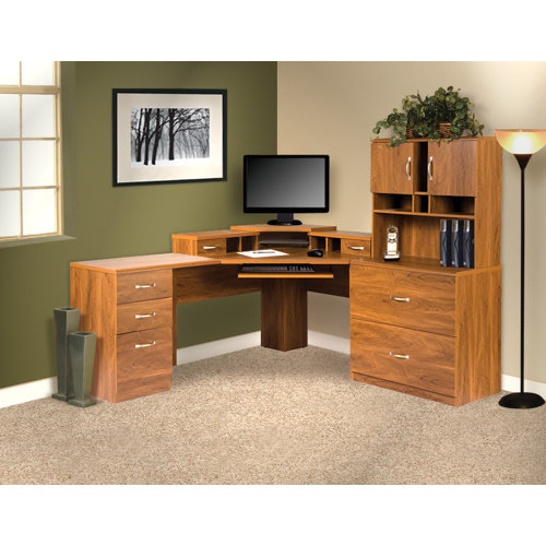 OS Home & Office Furniture Office Adaptations Corner Computer Desk with Monitor Platform