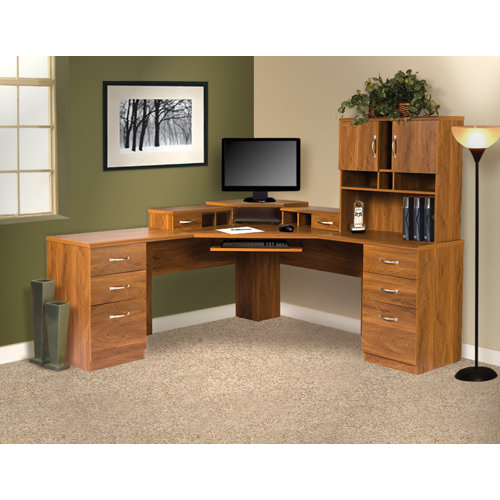 OS Home & Office Furniture Office Adaptations Corner Computer Desk with Monitor Platform