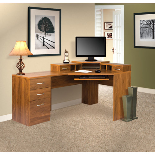 OS Home & Office Furniture Office Adaptations Corner Computer Desk with Monitor Platform