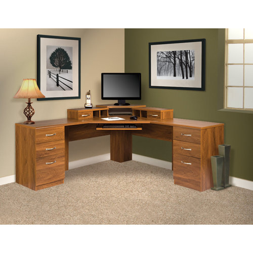 OS Home & Office Furniture Office Adaptations Corner Computer Desk with Monitor Platform