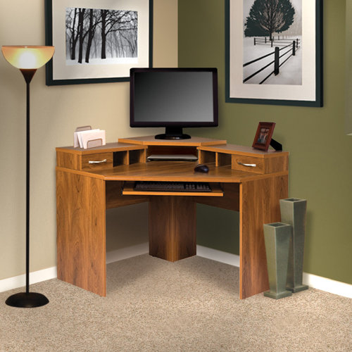 OS Home & Office Furniture Office Adaptations Corner Computer Desk with Monitor Platform