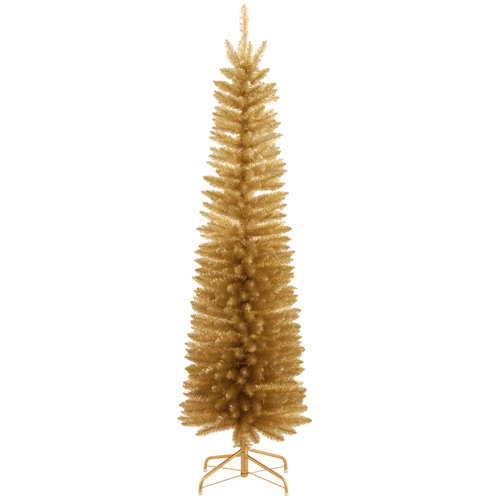 Decorator's Slim 6' Champagne Tinsel Wrapped Artificial Christmas Tree