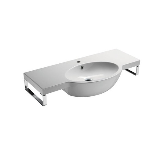 ... Collection Panorama Modern Design Curved Wall Mounted Bathroom Sink