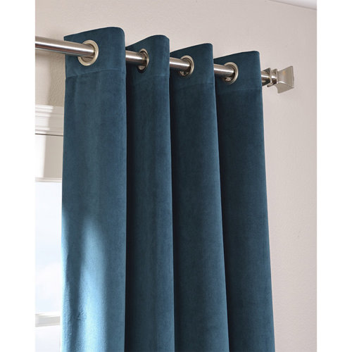 Half Price Drapes Grommet Blackout Velvet Single Curtain Panel