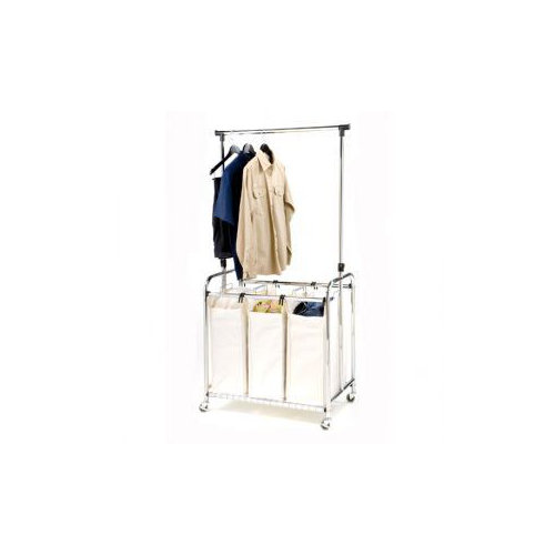 Seville Classics 3Bag Laundry Sorter with Hanging Bar & Reviews Wayfair