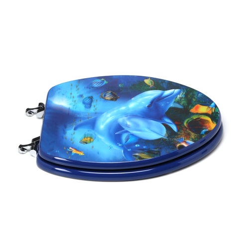 Topseat 3D Ocean Series Dolphin Mother and Calf Elongated Toilet Seat