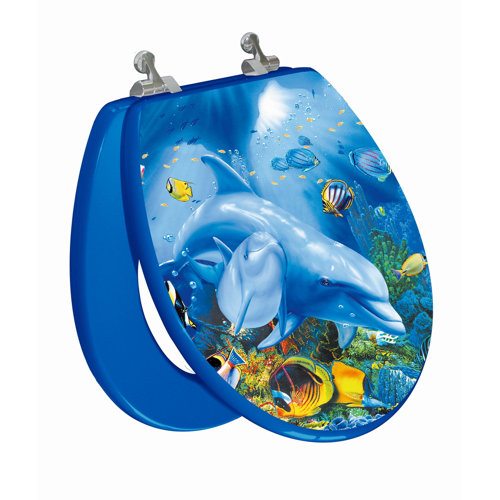 Toilet Seats Dolphin Scene Cover3D Ocean Decorative Son's Bathroom 16.5
