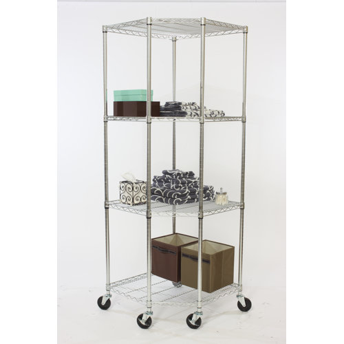 Trinity EcoStorage NSF Corner Wire Wheeled Corner 77" H 4 Shelf Shelving Unit Starter & Reviews