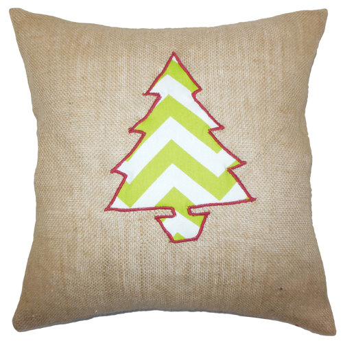 Holiday Burlap Christmas Tree Pillow