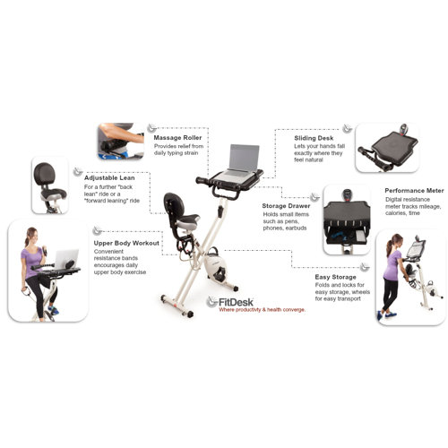 FitDesk X2.0 Semi Recumbent Bike with Desk