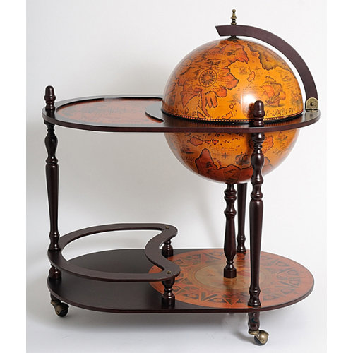 Old Modern Handicrafts Globe Drinks Trolley 420mm-Red