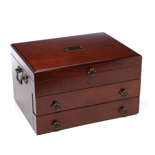 Reed & Barton Bristol Grande Mahogany Silverware Chest with Brown