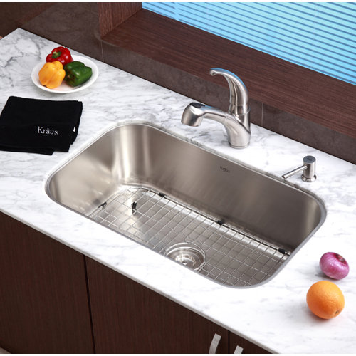 Kraus Stainless Steel 16 Gauge Undermount 30" Single Bowl Kitchen Sink