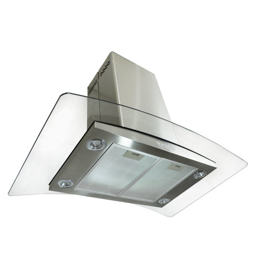 AKDY 30" 870 CFM Stainless Steel Tempered Glass Island Mount Range Hood