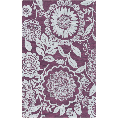 Surya Mamba Eggplant/Light Gray Floral Area Rug