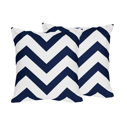 Navy Blue and White Chevron Decorative Accent Throw Pillow Wayfair