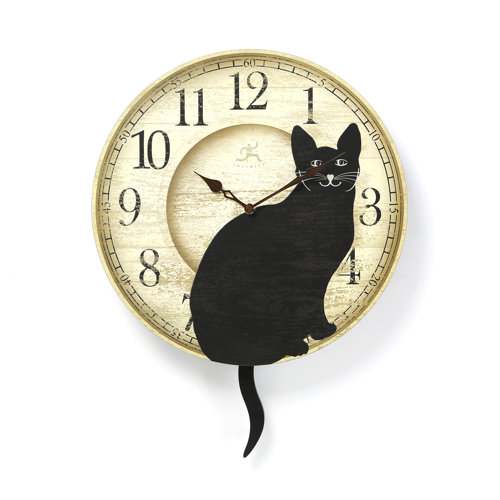 14" Wagging Pendulum Cat Wall Clock Wayfair
