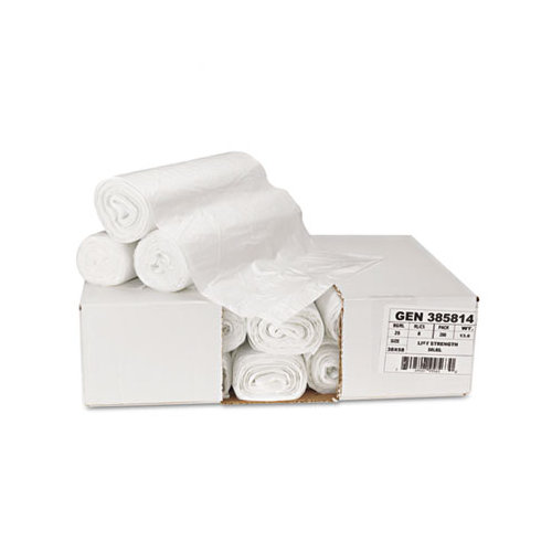 Whitehall Hi-Density Can Liners, 24 x 23, 6 mic, Clear, 20 Rolls of 50 Bags, 1000/Carton