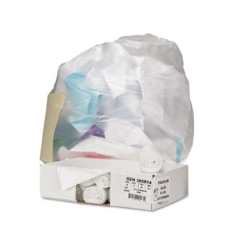 Whitehall Hi-Density Can Liners, 24 x 23, 6 mic, Clear, 20 Rolls of 50 Bags, 1000/Carton