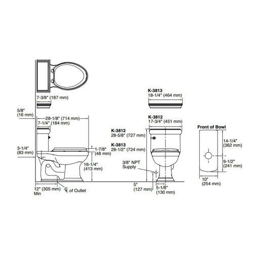 Kohler Memoirs Classic Comfort Height OnePiece Elongated 1.28 Gpf