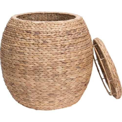 Household Essentials Large Round Water Hyacinth Wicker Storage Basket