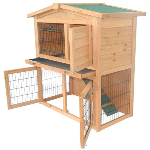 Aosom Pawhut 40" Wooden Rabbit Hutch Small Animal House Pet Cage & Reviews Wayfair