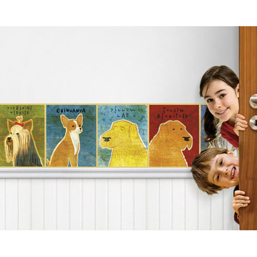 Top Dog Mural Style Wallpaper Border Wayfair