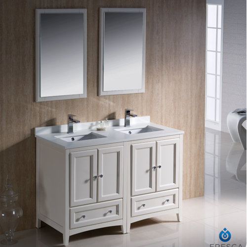  Double Traditional Bathroom Vanity Set with Mirror amp; Reviews  Wayfair