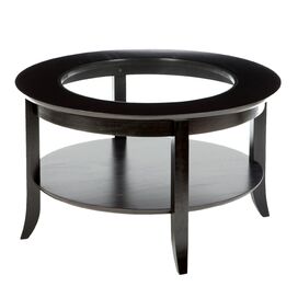 Large Barrel Side Table with Weave & Removable Glass Top