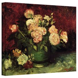'Roses and Peonies' by Vincent Van Gogh Painting Print on Canvas