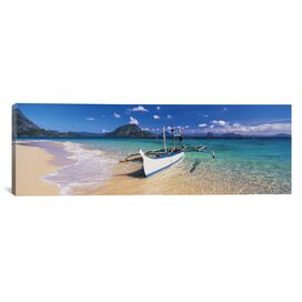 Panoramic 'Fishing Boat Moored on the Beach, Palawan, Philippi...