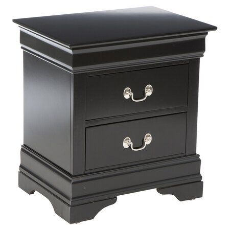 Carbon 2 Drawer Nightstand in Black