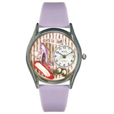 Whimsical WatchesWomen\'s Shoe Shopper Lavender Leather and Silvertone Watch in Silver-image